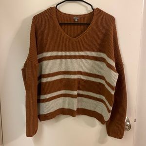 XL Charlotte Russe Orange and white striped cropped sweater